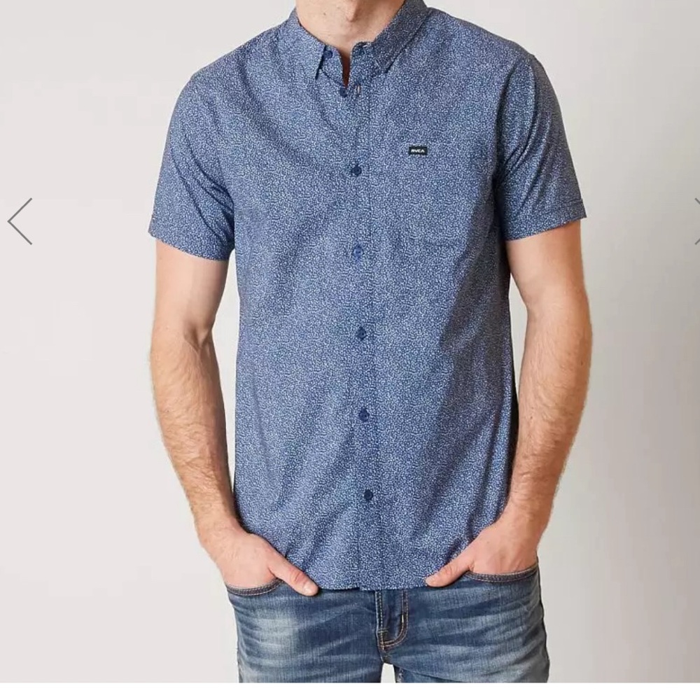 RVCA speckled men’s short sleeve button up shirt